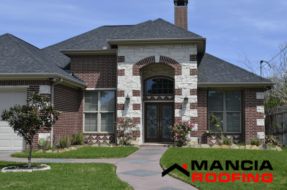 Brick house with modern roof design