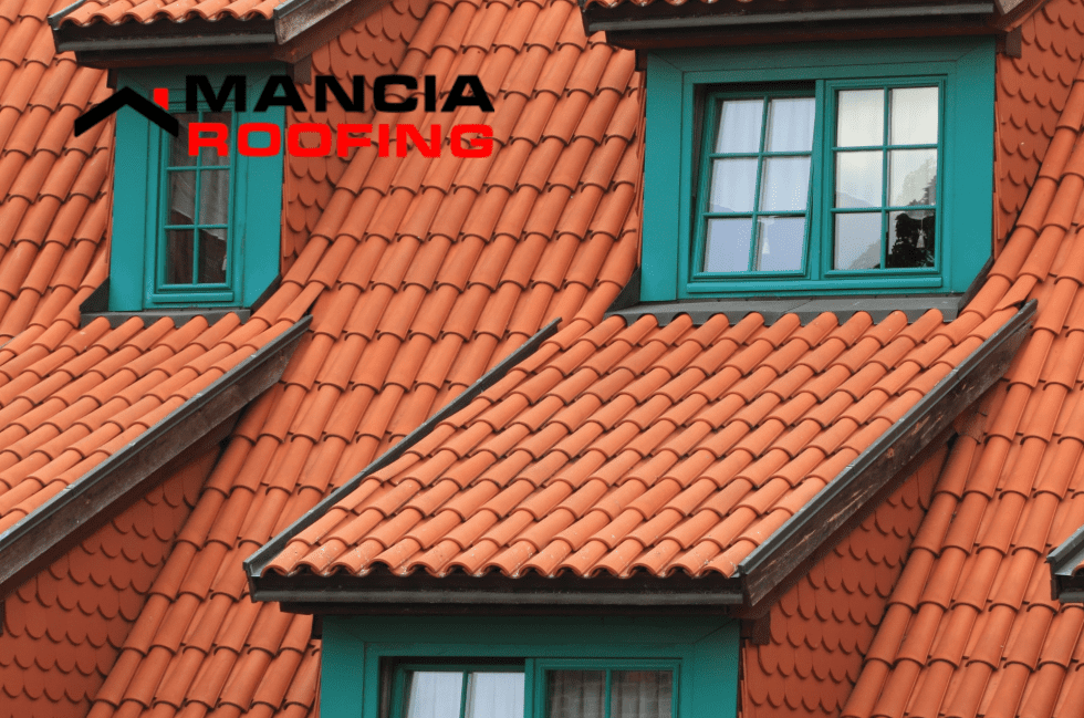 House roof with vibrant orange tiles