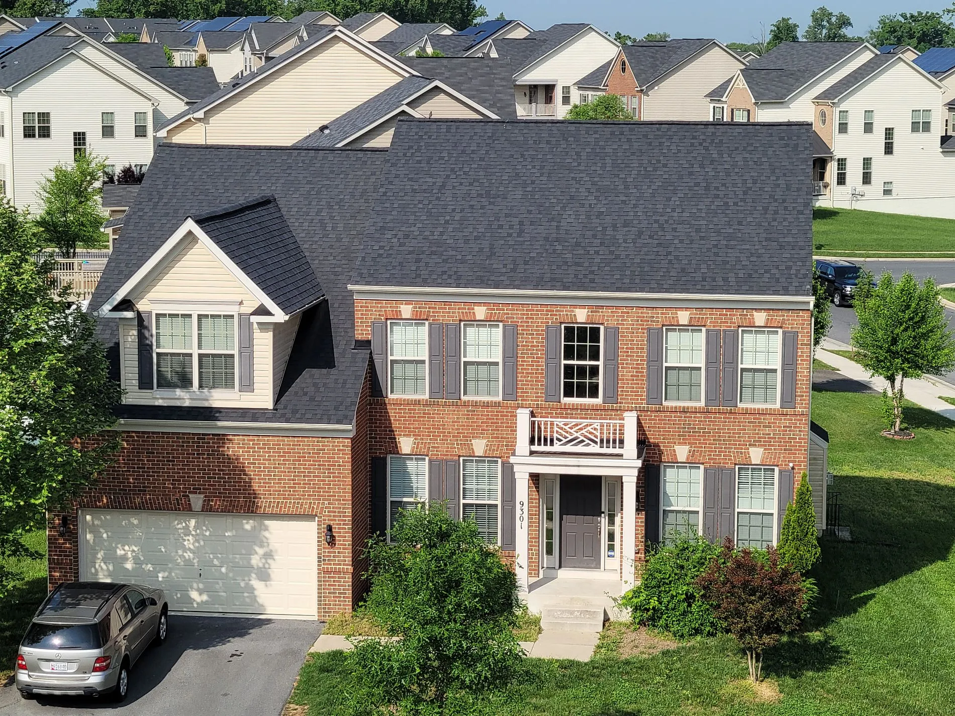 Two-story house in residential area